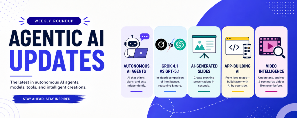 Agentic AI updates showing autonomous AI agents, Grok 4.1 vs GPT-5.1 comparison